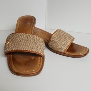 ERIC JAVITS Beige Straw Leather Sandal Italy 7.5M